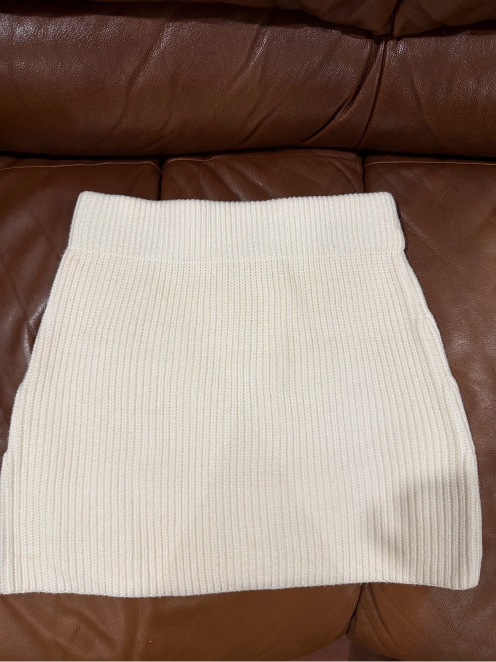 Zara Cream Rib-Knit Women's Skirt Small